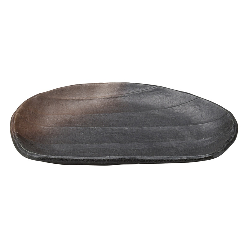 山万 49112-250 黒備前 半月皿 1個（ご注文単位1個）【直送品】