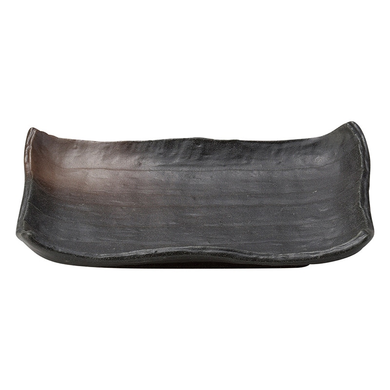 山万 49114-250 黒備前 渕波焼物皿 1個（ご注文単位1個）【直送品】