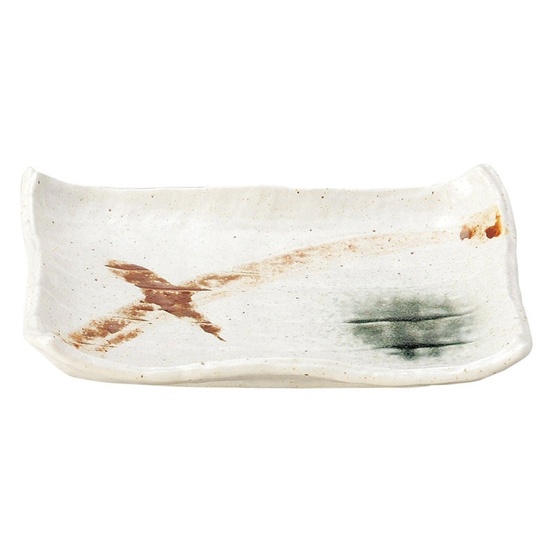 山万 49636-250 白マット織部吹刷毛目 渕波焼物 1個（ご注文単位1個）【直送品】