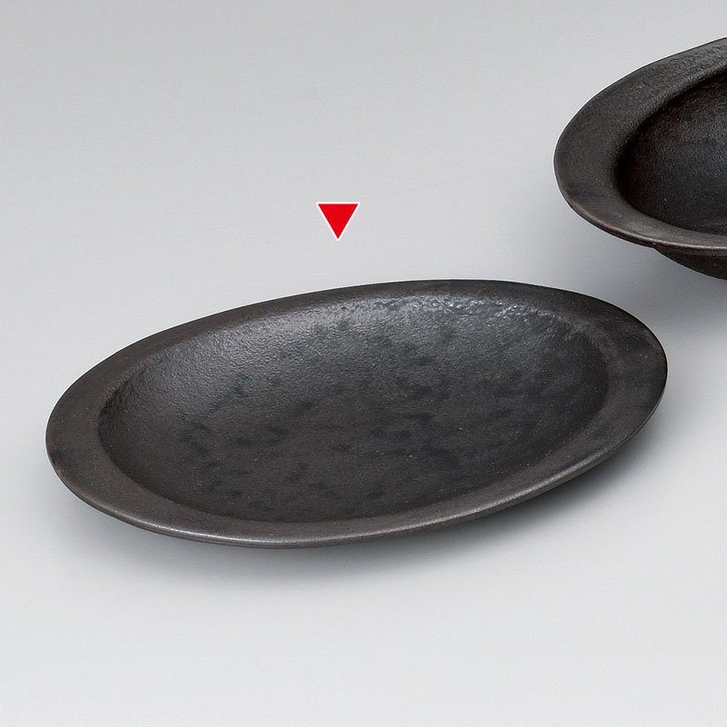 山万 51605-660 黒土楕円リム付陶板(信楽焼) 1個（ご注文単位1個）【直送品】