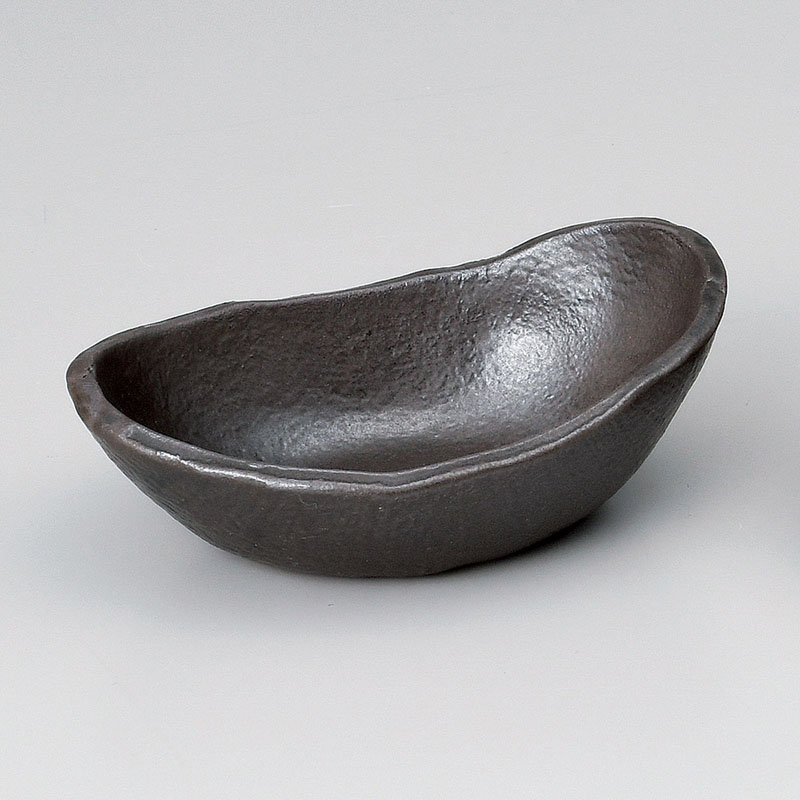 山万 51610-660 黒釉5.1耐熱楕円小鉢 1個（ご注文単位1個）【直送品】