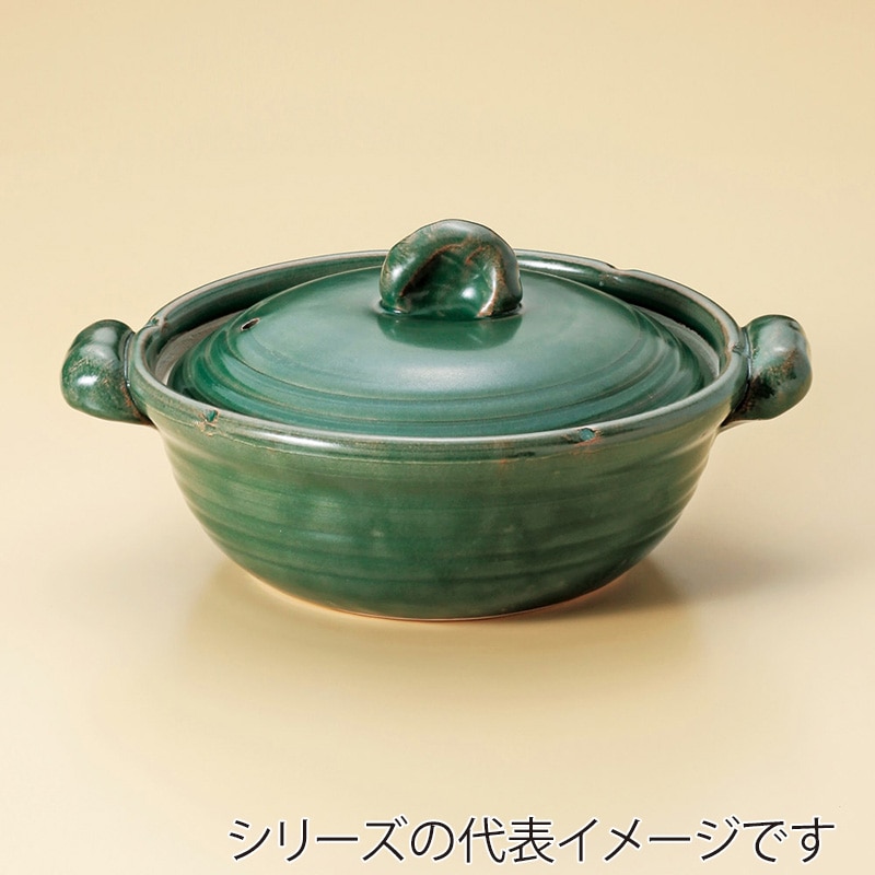 山万 51904-650 織部(手造り10号鍋(萬古焼 1個（ご注文単位1個）【直送品】