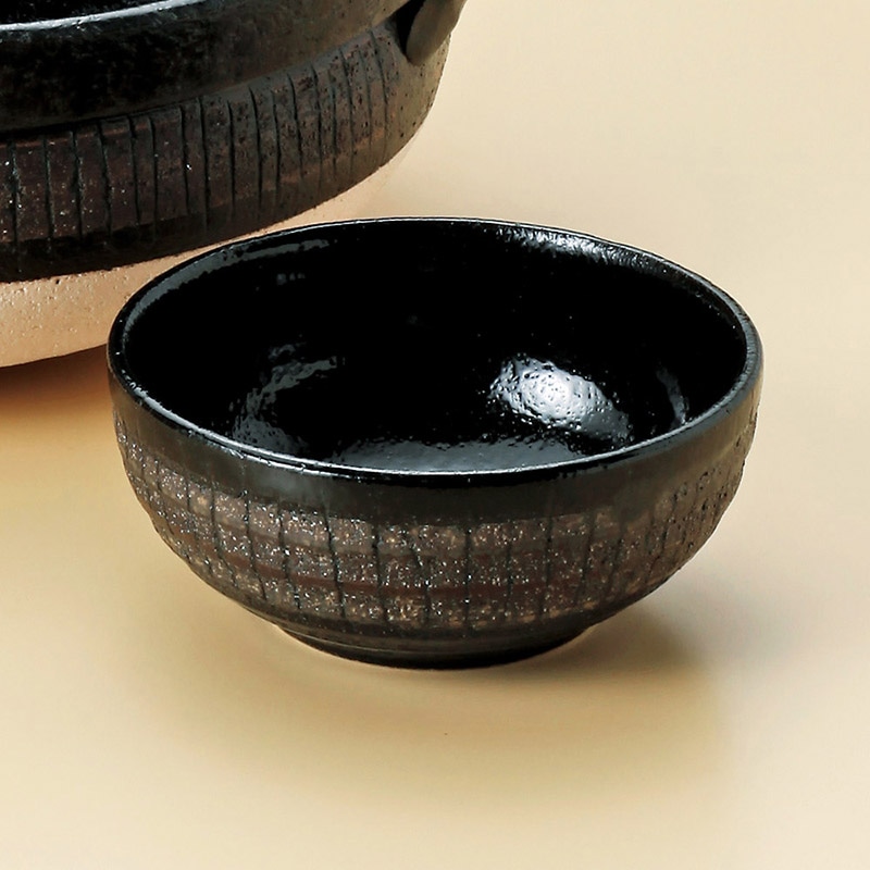 山万 51930-650 黒十草丸小鉢(萬古焼) 1個（ご注文単位1個）【直送品】