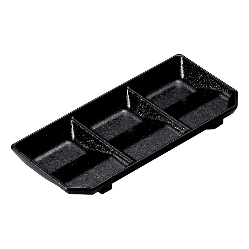 山万 53747-810 [TA]三種タレ皿 黒タタキ 1個（ご注文単位1個）【直送品】