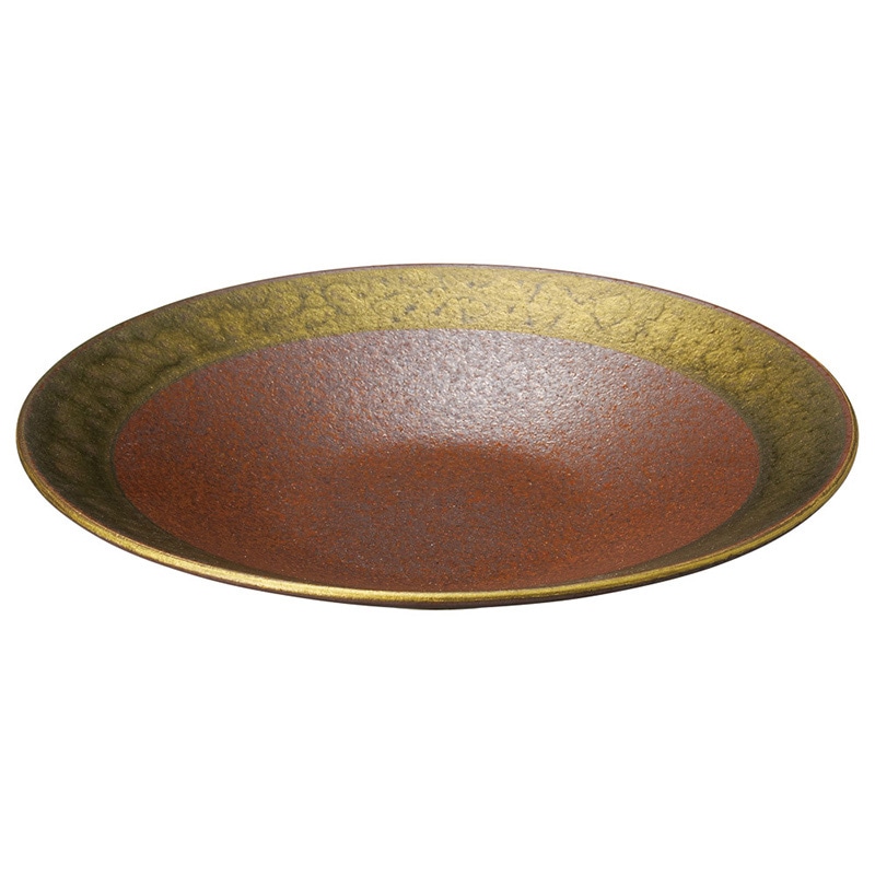 山万 56418-450 備前黒金溶彩8寸深皿 1個（ご注文単位1個）【直送品】