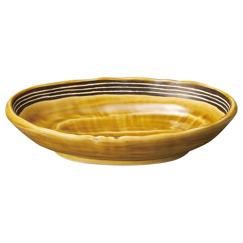 山万 55712-570 黄瀬戸ライン楕円6寸鉢 1個（ご注文単位1個）【直送品】