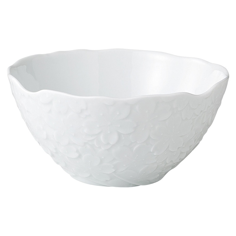 山万 58914-480 白磁桜サラダボール 1個（ご注文単位1個）【直送品】