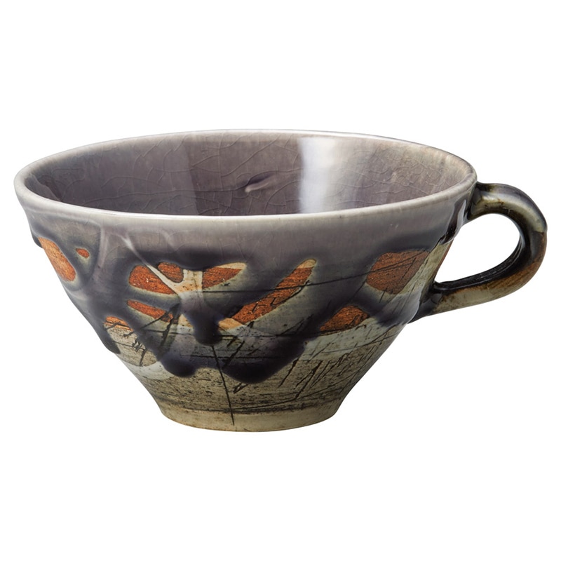 山万 65016-510 紫釉刻紋スープカップ 1個（ご注文単位1個）【直送品】