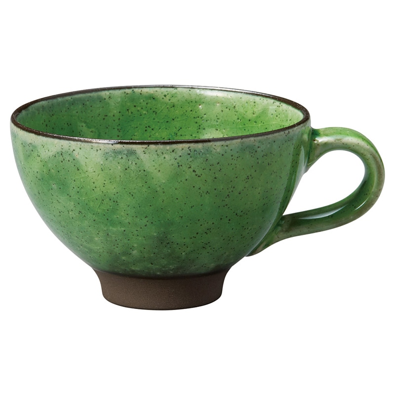 山万 65022-510 グリーン手付丸碗 1個（ご注文単位1個）【直送品】