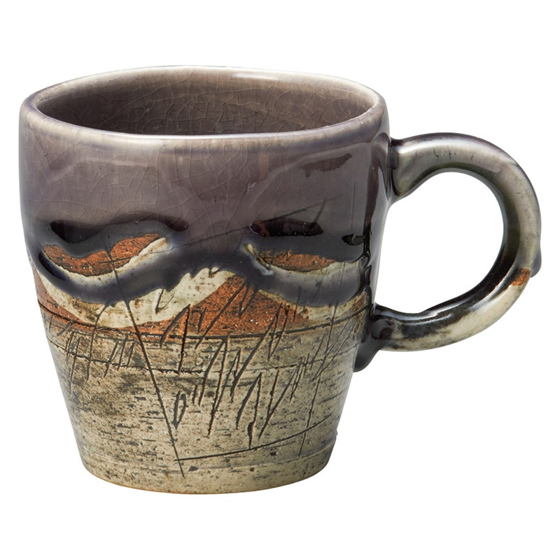 山万 59004-510 紫釉刻紋山路マグカップ 1個(ご注文単位1個)【直送品】