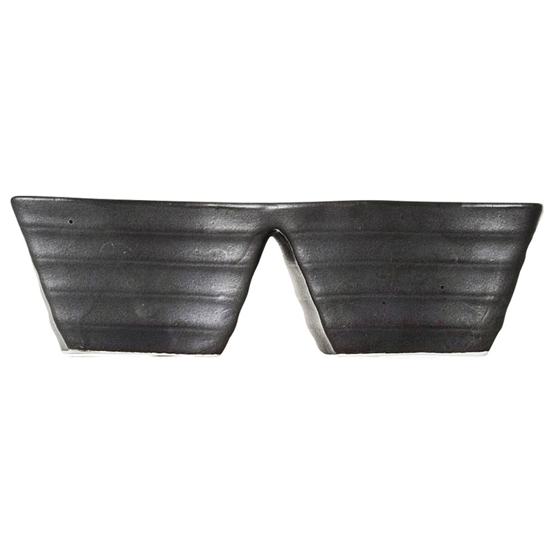 山万 59801-130 黒備前ウェーブ二品鉢 404- 1個（ご注文単位1個）【直送品】