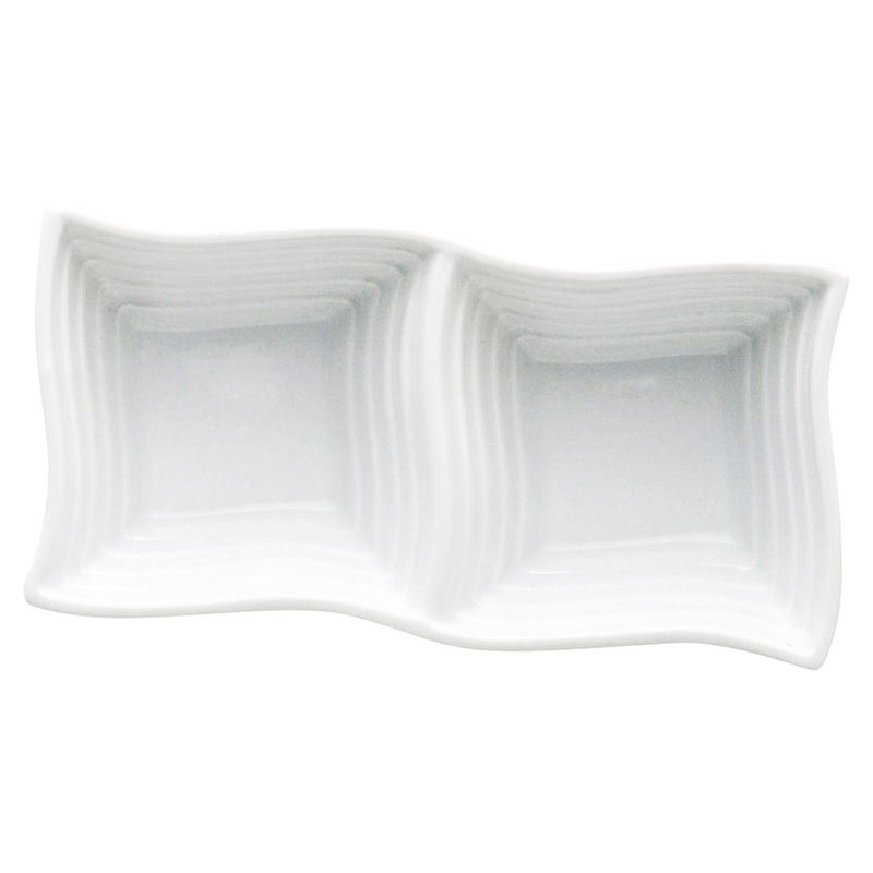 山万 59802-130 白磁ウェーブ二品鉢 404-0 1個(ご注文単位1個)【直送品】