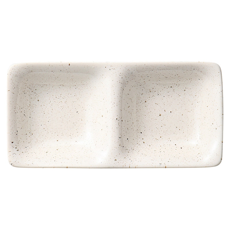 山万 60009-310 白うのふコワケ2品皿 1個（ご注文単位1個）【直送品】