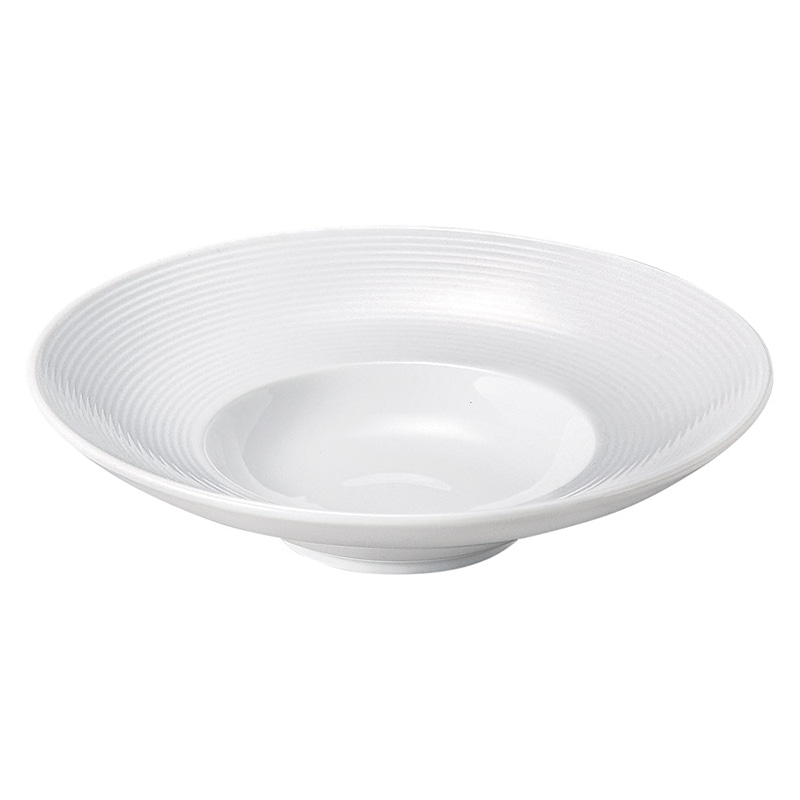 山万 64036-400 アローネ 白磁 24cmワイド 1個（ご注文単位1個）【直送品】