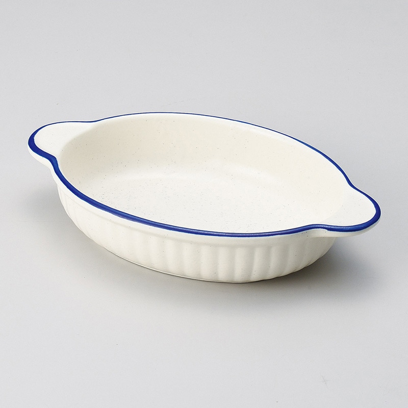 山万 64908-650 BLライン小判グラタン 萬古焼 1個（ご注文単位1個）【直送品】