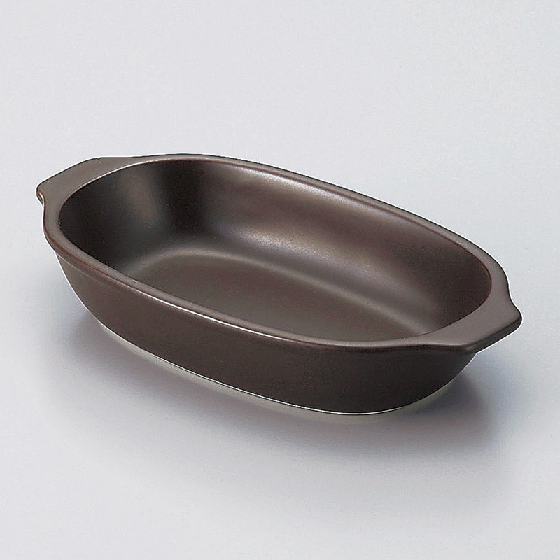 山万 64911-650 モノトーン小判グラタン(萬古焼 1個（ご注文単位1個）【直送品】