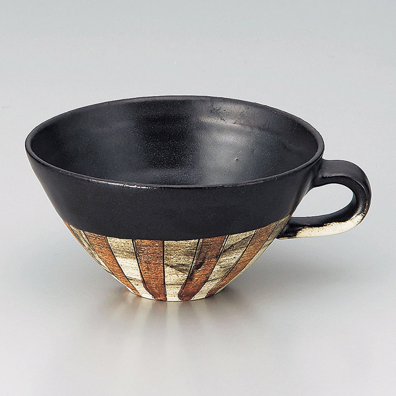 山万 65018-510 黒釉十草スープ碗 1個（ご注文単位1個）【直送品】