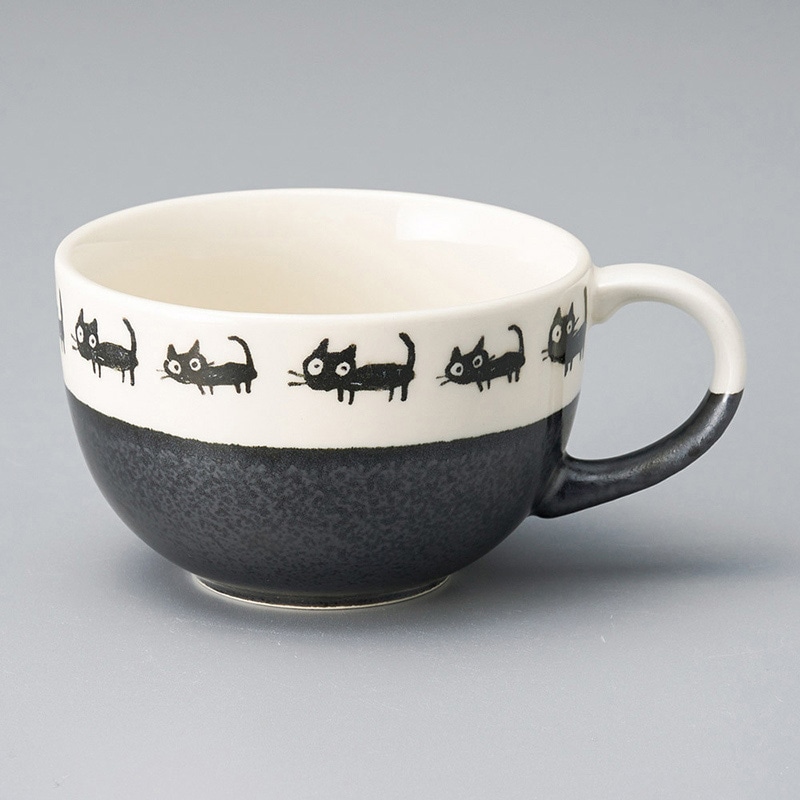 山万 65111-190 くろ黒ねこスープカップ 1個（ご注文単位1個）【直送品】
