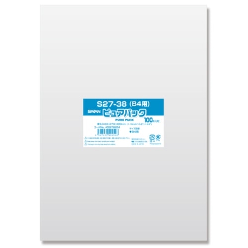 SWAN OPP袋 ピュアパック S27-38(B4用) (テープなし) 100枚/袋