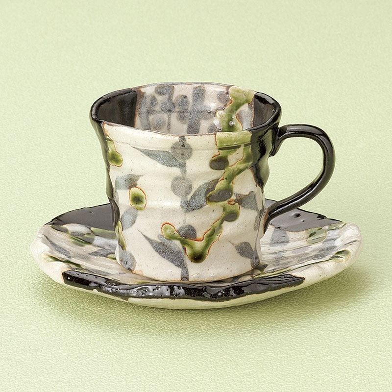 山万 66003-510 黒織部コーヒー碗皿 1個（ご注文単位1個）【直送品】