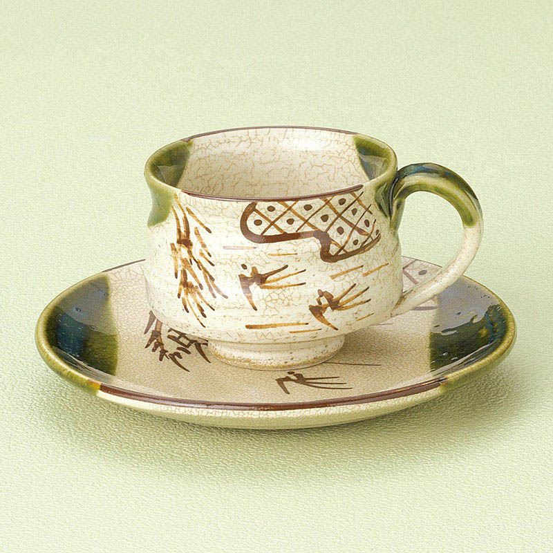 山万 66015-510 織部つばめコーヒー碗皿 1個（ご注文単位1個）【直送品】