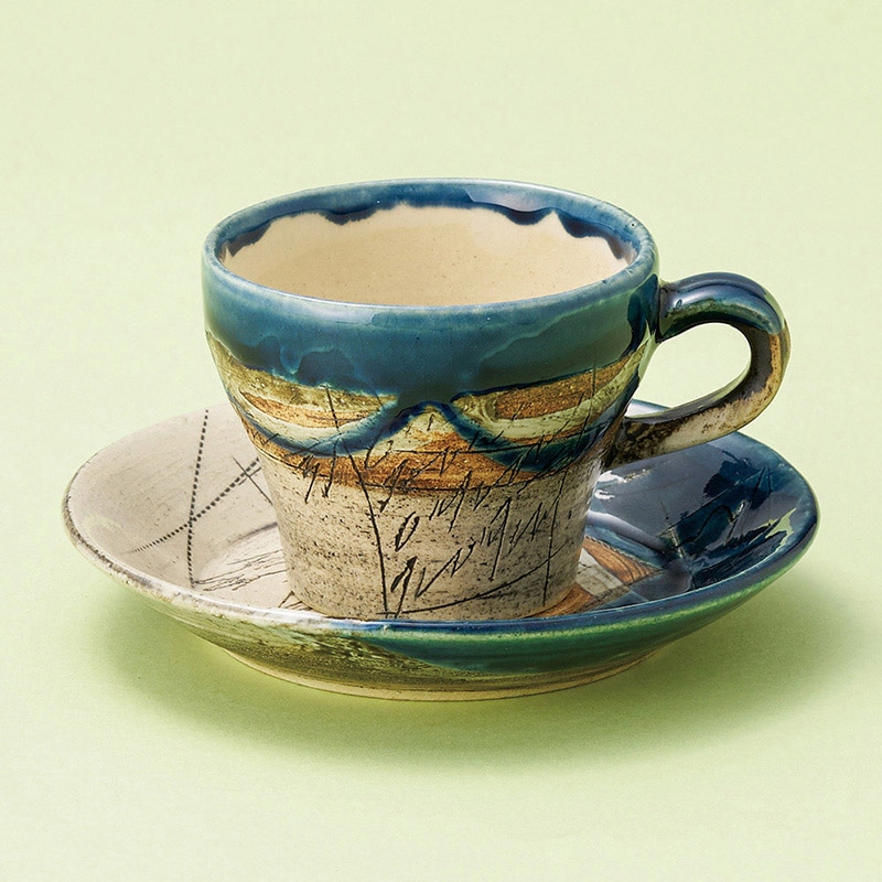 山万 66018-180 ネイビーキネ形コーヒー碗皿 1個（ご注文単位1個）【直送品】