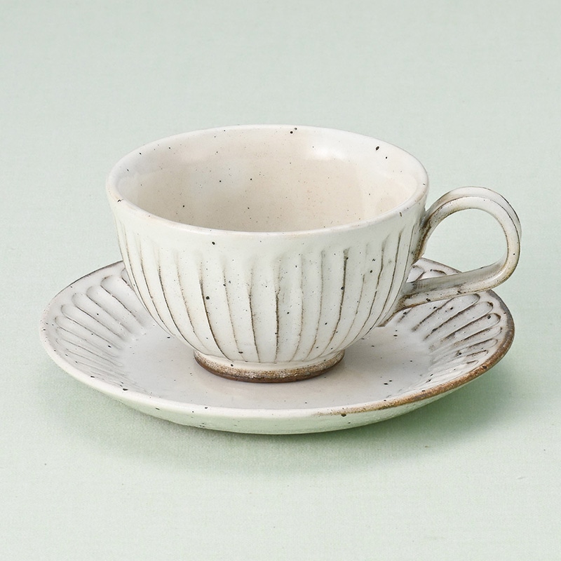 山万 66112-330 粉引ソギ目コーヒー碗皿 1個（ご注文単位1個）【直送品】