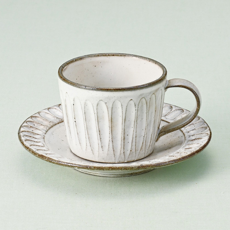 山万 66121-100 粉引しのぎコーヒー碗皿 1個（ご注文単位1個）【直送品】