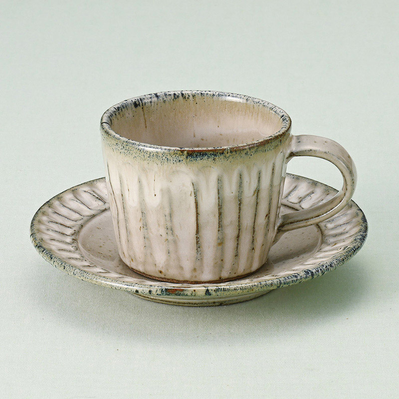 山万 66118-100 黒乳流しコーヒー碗皿 1個（ご注文単位1個）【直送品】