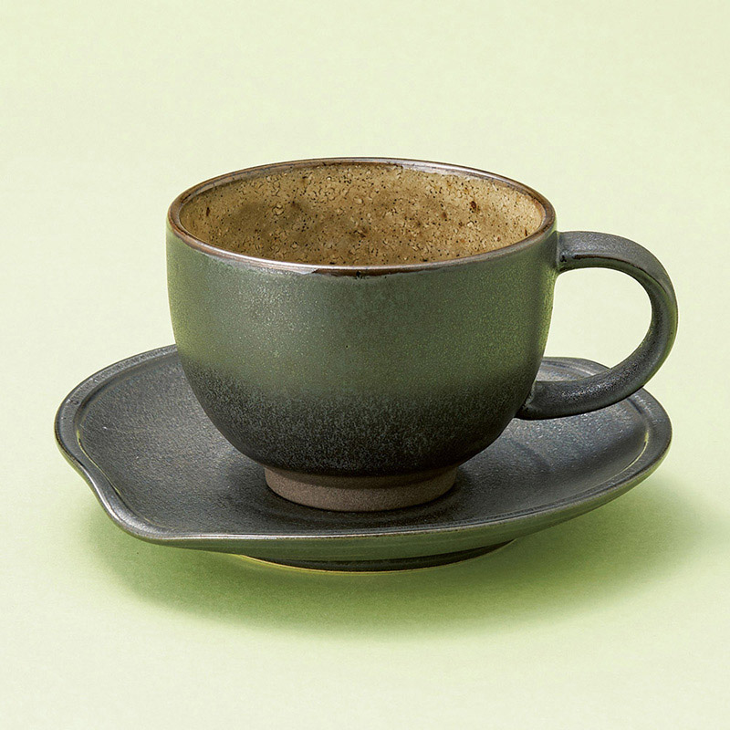 山万 65618-400 鉄釉丸型ラテマグ(オレンジ碗皿 1個（ご注文単位1個）【直送品】