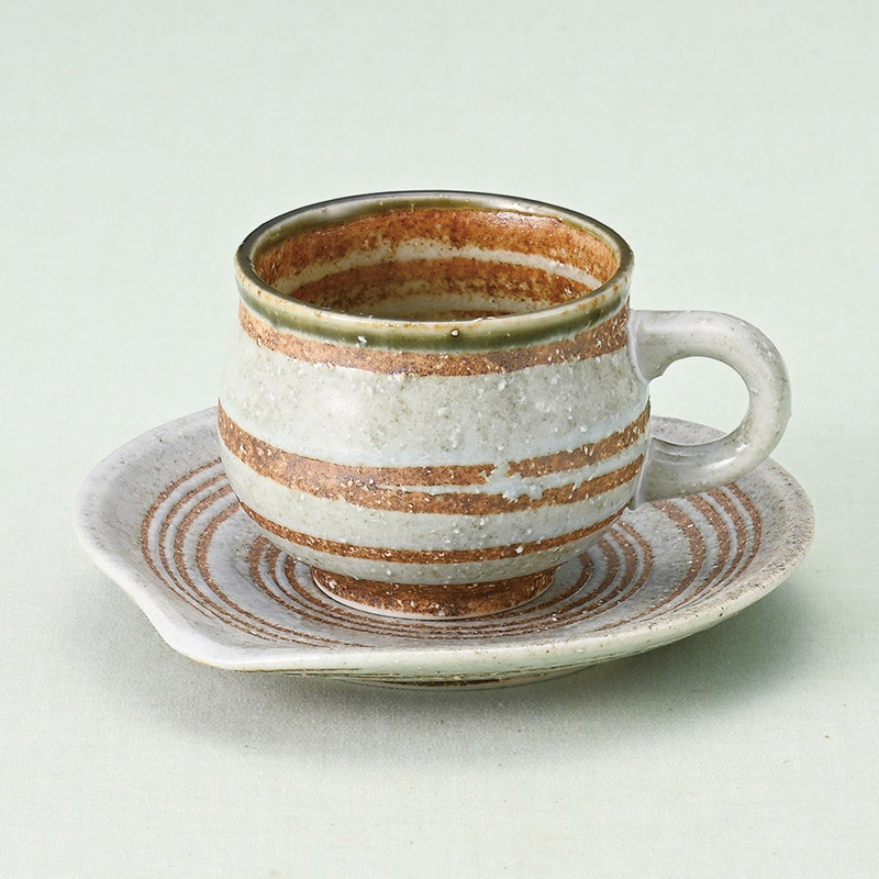山万 65954-400 灰釉ラインコーヒー碗皿 1個（ご注文単位1個）【直送品】