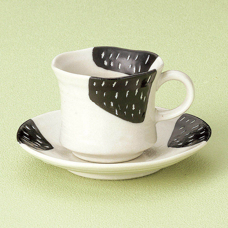 山万 66151-180 黒カスリコーヒー碗皿 1個（ご注文単位1個）【直送品】