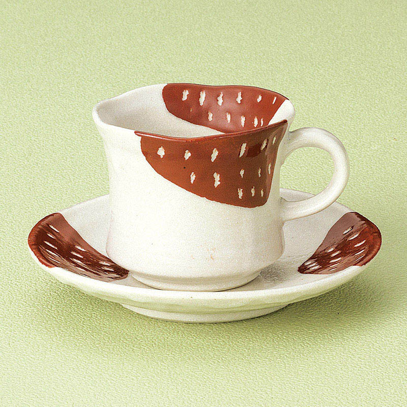 山万 66148-180 赤カスリコーヒー碗皿 1個(ご注文単位1個)【直送品】