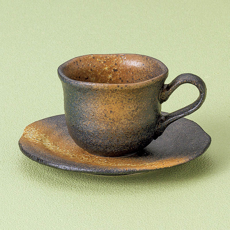 山万 65969-570 黒備前コーヒー碗皿 1個(ご注文単位1個)【直送品】