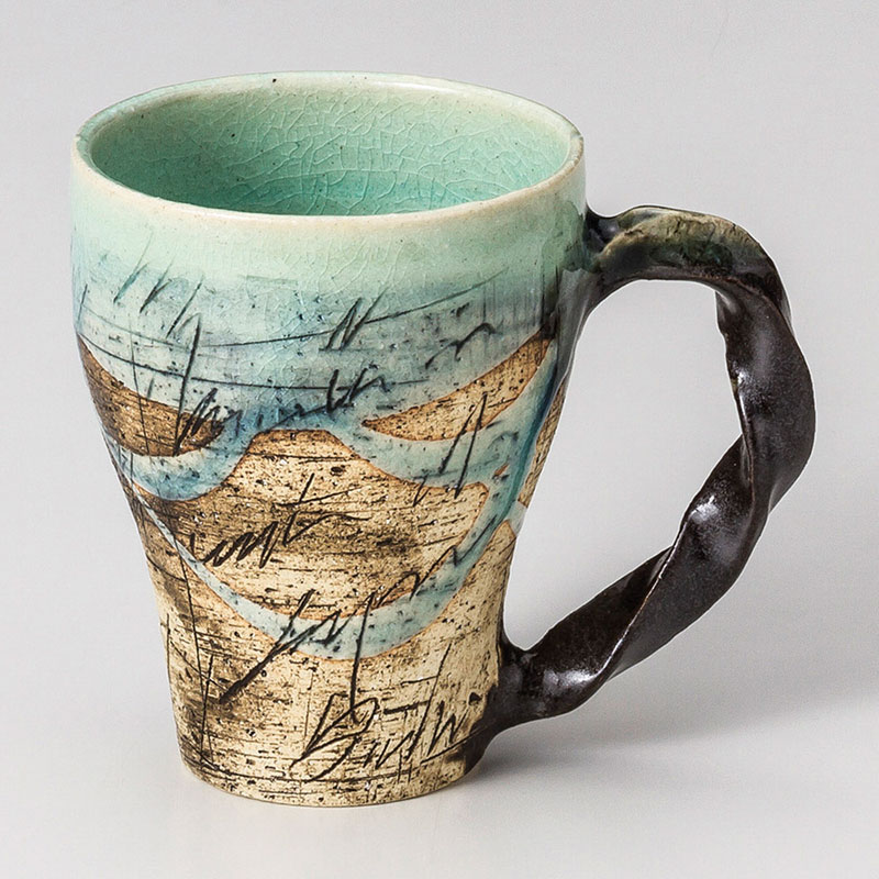 山万 66212-510 トルコ釉ねじり手マグカップ 1個(ご注文単位1個)【直送品】