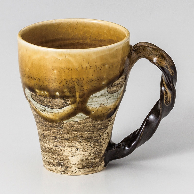 山万 66218-510 山吹彩ねじり手マグカップ 1個(ご注文単位1個)【直送品】