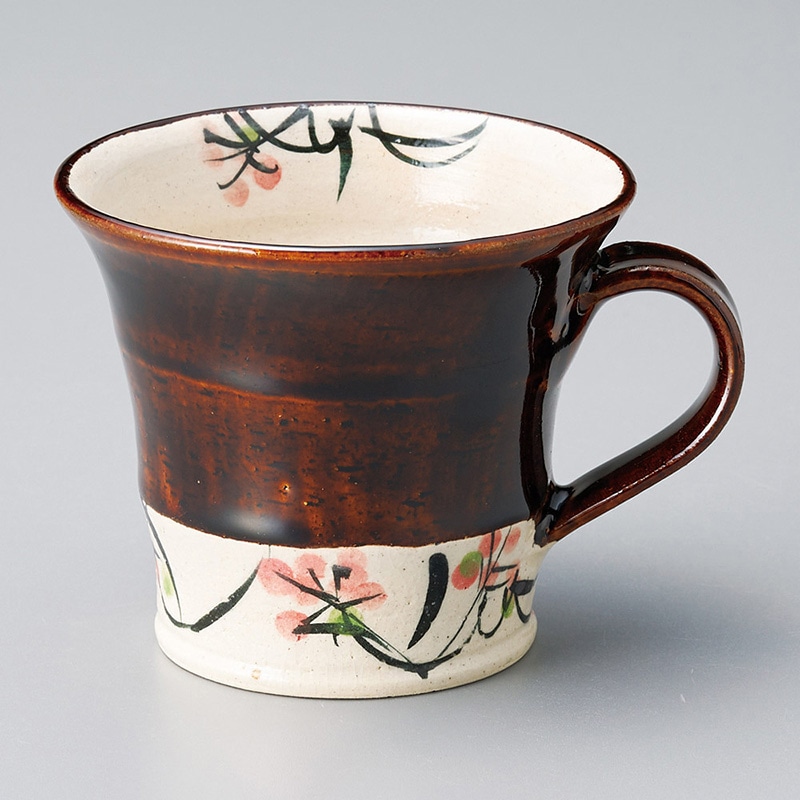 山万 66307-270 アメ釉草花マグ 1個(ご注文単位1個)【直送品】