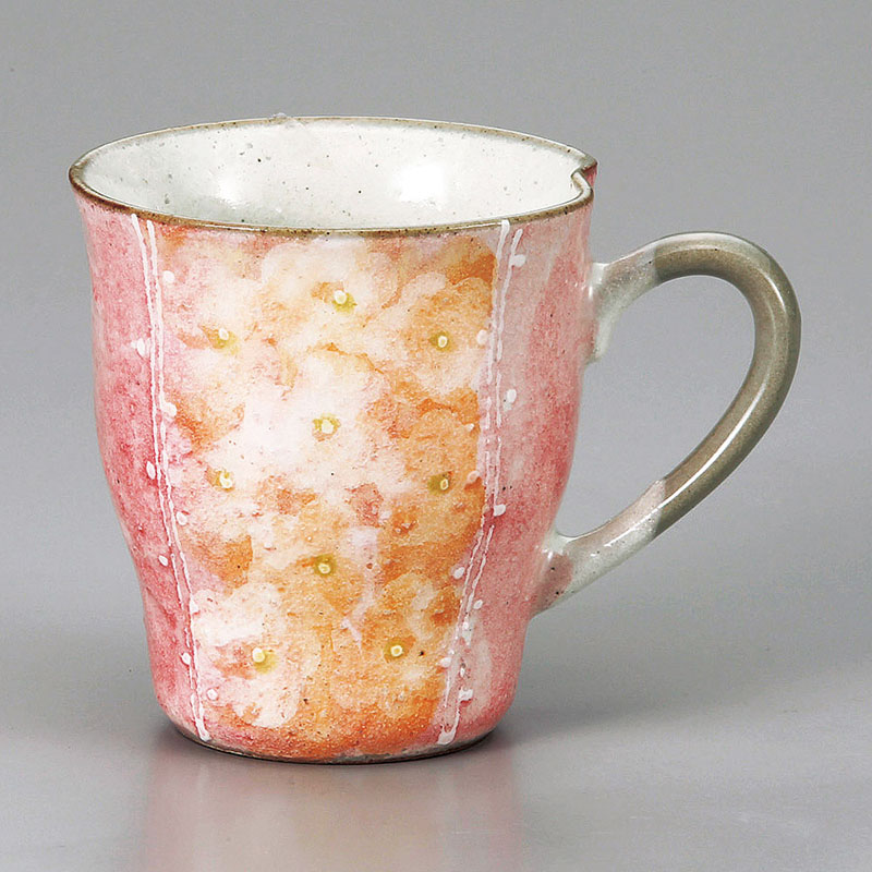 山万 66320-510 粉引花畑マグカップ ピンク 1個(ご注文単位1個)【直送品】