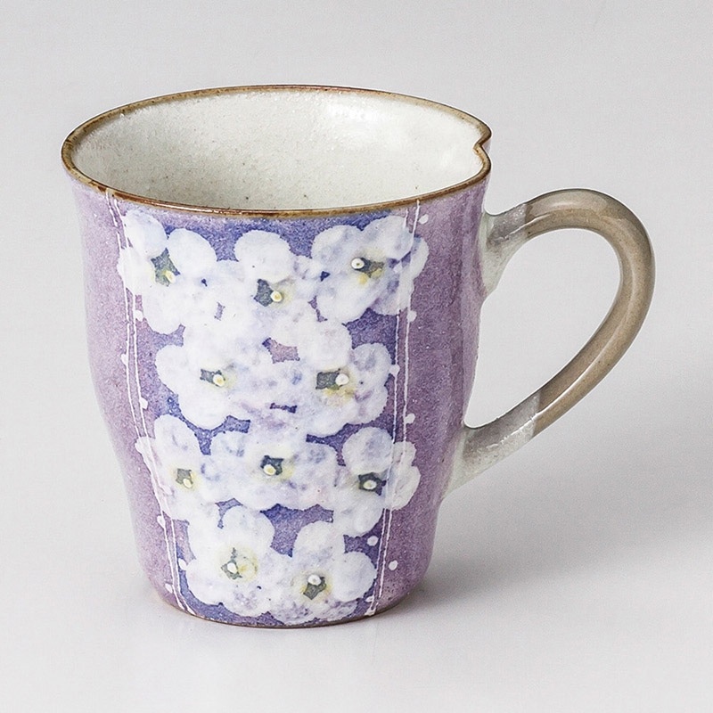 山万 66321-510 粉引花畑マグカップ 紫 1個(ご注文単位1個)【直送品】