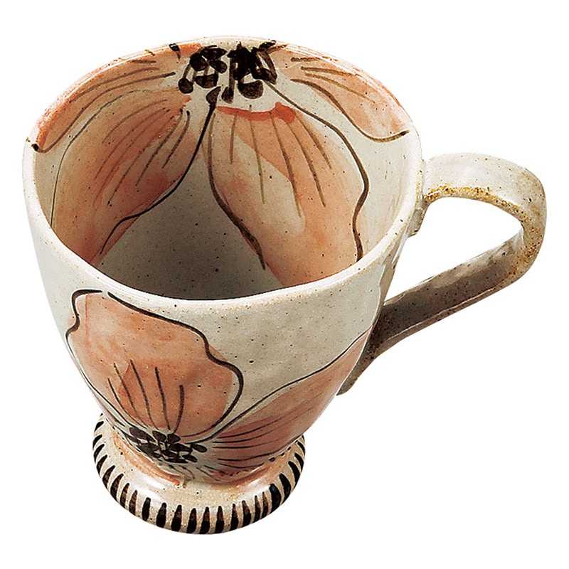 山万 66323-570 菱葉 中マグ 赤  1個（ご注文単位1個）【直送品】