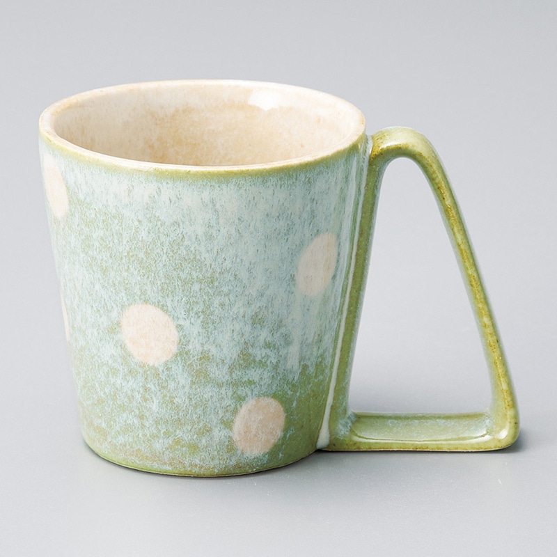 山万 66412-510 水玉たおれにくいマグ グリーン 1個(ご注文単位1個)【直送品】