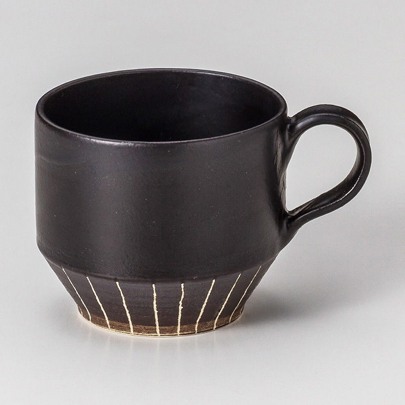 山万 66501-400 黒マットカフェマグ 1個(ご注文単位1個)【直送品】