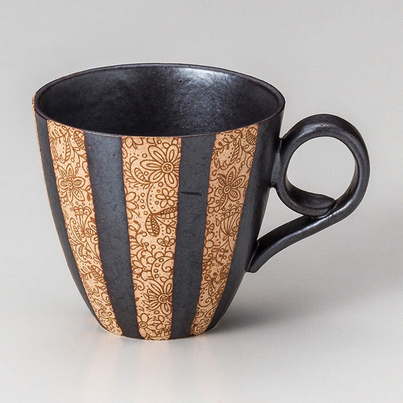 山万 66520-310 黒十草小花マグ 1個(ご注文単位1個)【直送品】