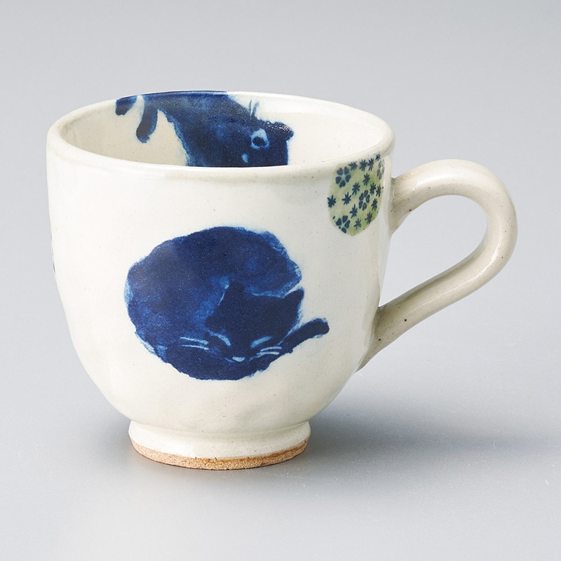 山万 66432-570 猫にまりマグ(緑) 1個（ご注文単位1個）【直送品】