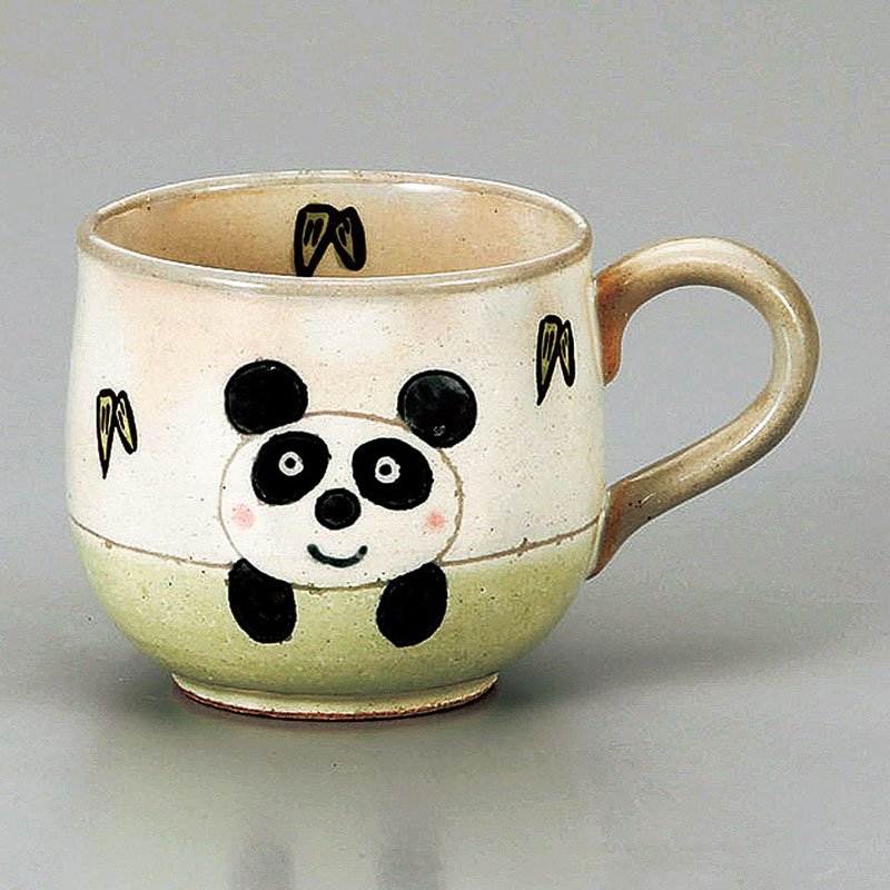 山万 66435-510 パンダ子供マグカップ 緑 1個（ご注文単位1個）【直送品】