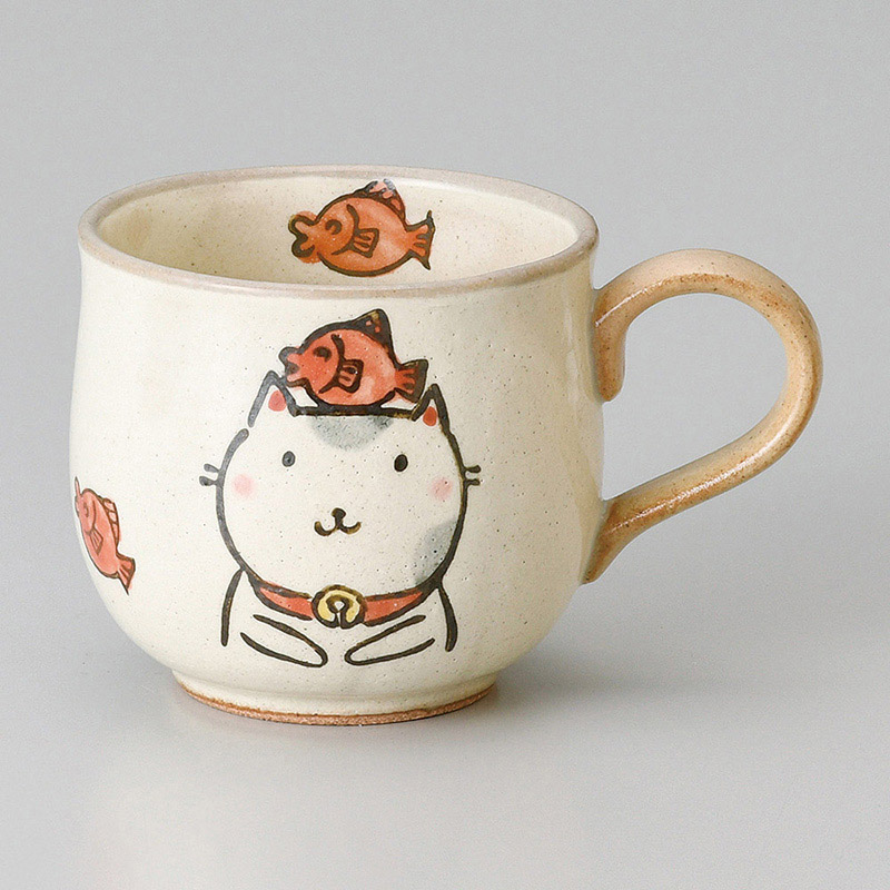 山万 66434-510 粉引ねこ子供マグカップ 1個（ご注文単位1個）【直送品】