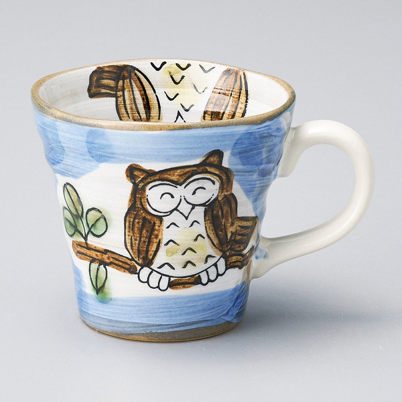 山万 66623-190 粉引ふくろう青マグ 1個（ご注文単位1個）【直送品】