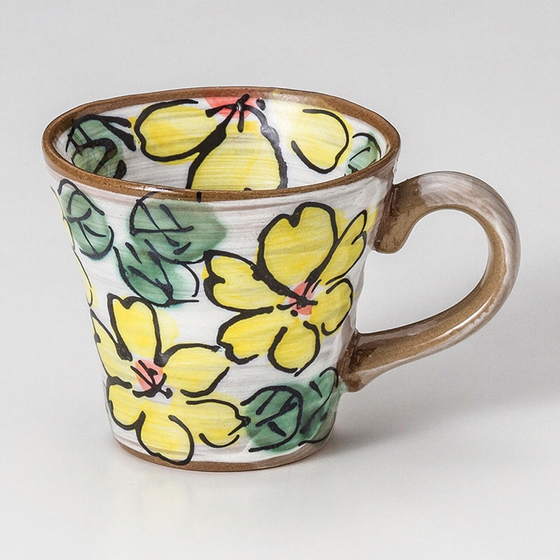 山万 66713-310 洋花イエローマグ 1個（ご注文単位1個）【直送品】