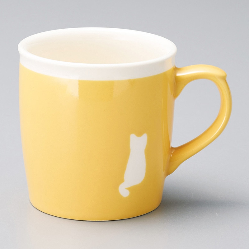 山万 66913-400 シルエットねこ大マグ(イエロー 1個（ご注文単位1個）【直送品】