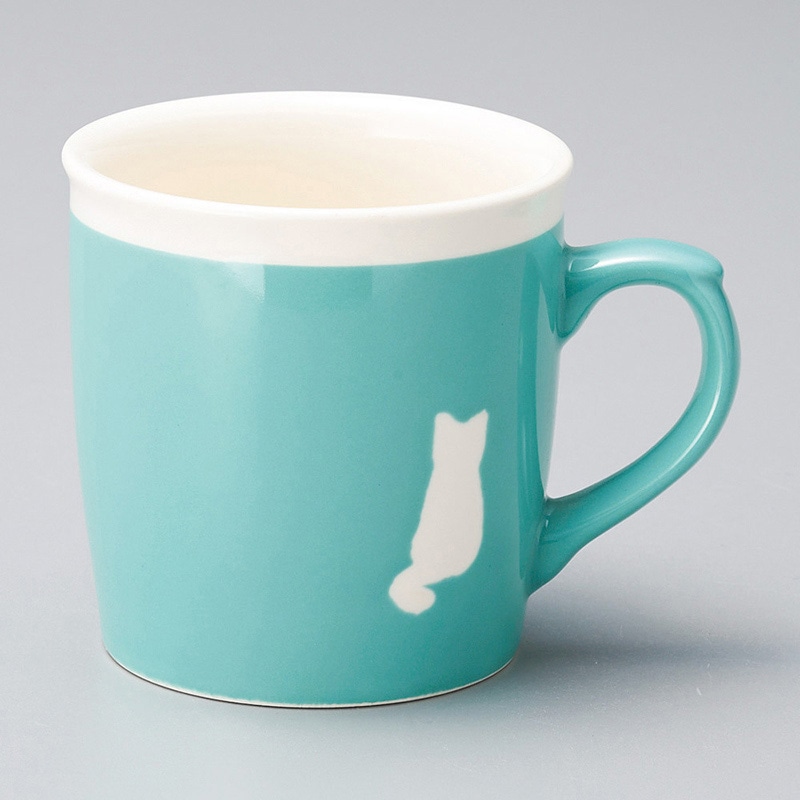山万 66915-400 シルエットねこ大マグ(グリン) 1個（ご注文単位1個）【直送品】
